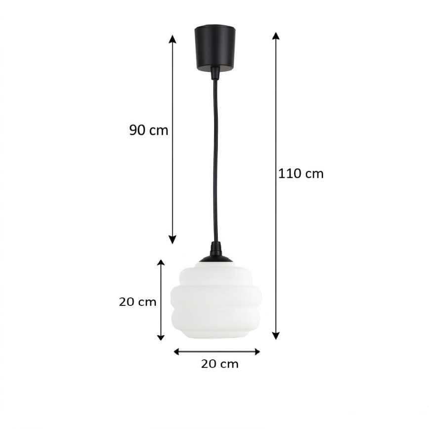 BRILAGI - LED pakaramā lampa ar vadu RETRO GLASS 1xE27/60W/230V diam. 20 cm melna/balta