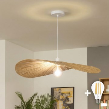 Brilagi - LED pakaramā lampa CERIA BOHO uz vada 1xE27/40W/230V Ø 80 cm, rafija
