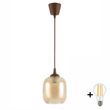 BRILAGI - LED pakaramā lampa RETRO GLASS uz vada 1xE27/60W/230V Ø 14 cm brūna/dūmakaini brūna
