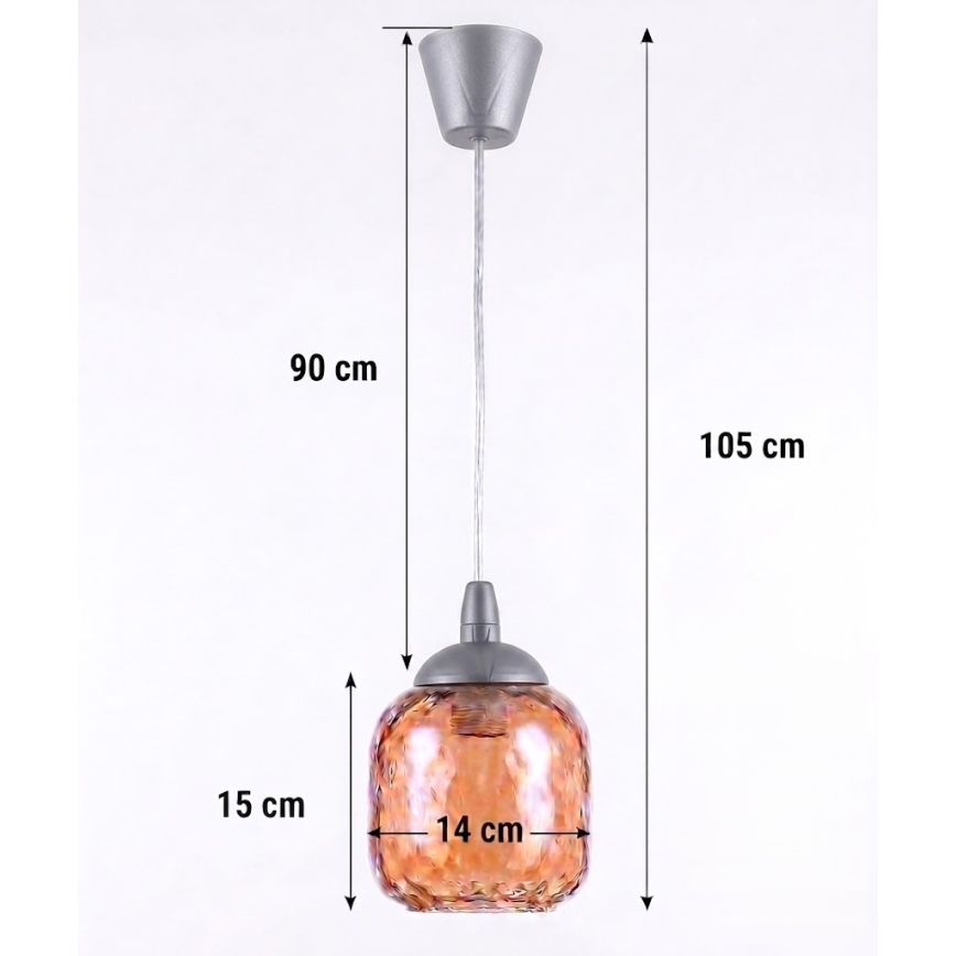 BRILAGI - LED lustra uz kabeļa RETRO GLASS 1xE27/60W/230V Ø 14 cm sudraba/dūmota brūna