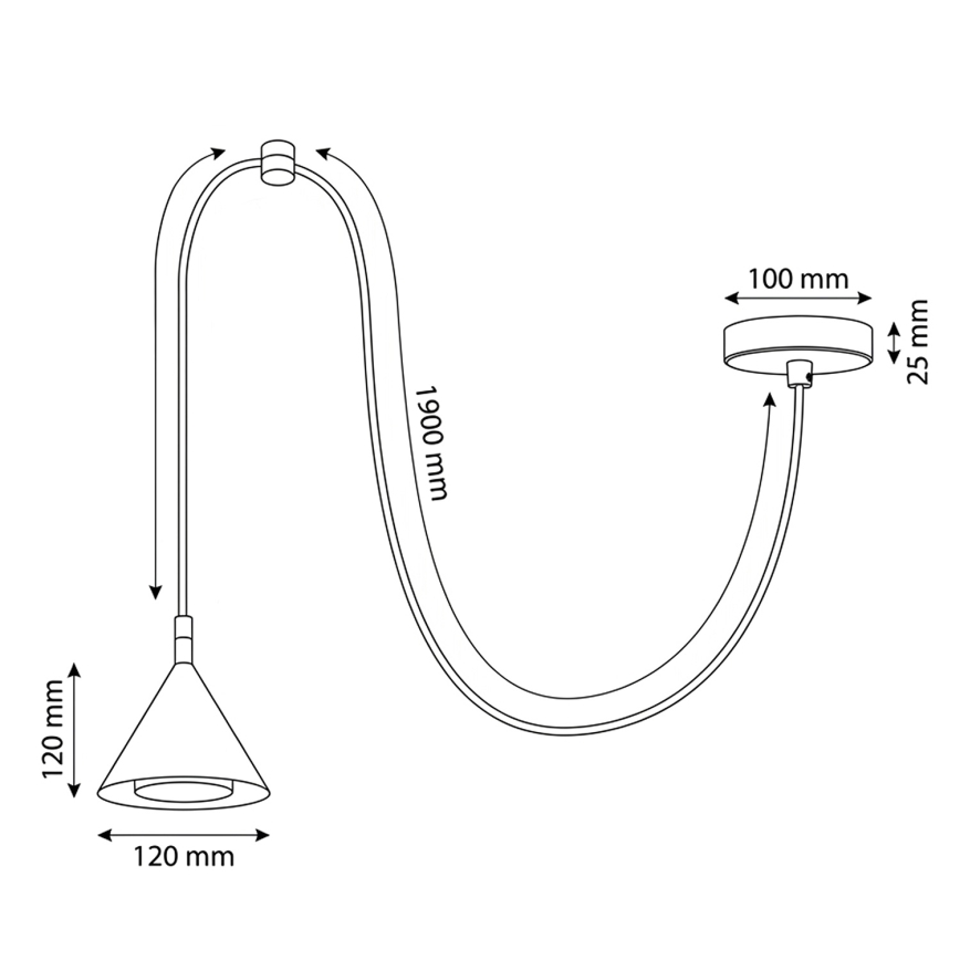BRILAGI - LED Pakaramā lampa uz troses CONE SINGLE SPIDER 1xGX53/15W/230V melna