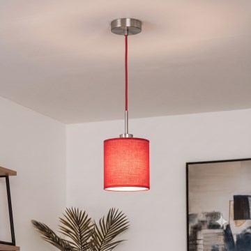 Brilagi - LED pakaramā lampa uz troses NUBILA 1xE27/60W/230V Ø 14 cm sarkana