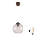 BRILAGI - LED pakaramā lampa uz troses RETRO GLASS 1xE27/60W/230V Ø 18 cm brūna/caurspīdīga