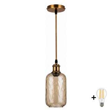 BRILAGI - LED pakaramā lampa uz vada RETRO GLASS 1xE27/60W/230V Ø 14 cm zeltaina/kūpināta brūna