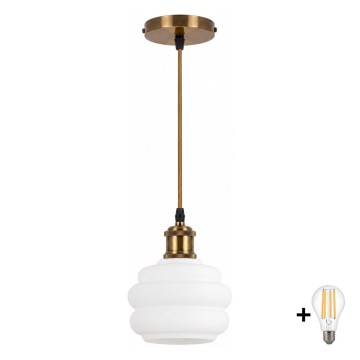 BRILAGI - LED pakaramā lampa uz vada RETRO GLASS 1xE27/60W/230V Ø 20 cm zelta/balta