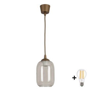 BRILAGI - LED pakaramā lampa uz vada RETRO GLASS 1xE27/60W/230V Ø14 cm brūna/dūmakaini pelēka
