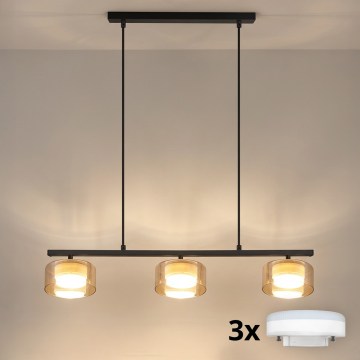 Brilagi - LED Pakaramā lustra AURA LUX uz troses 3xGX53/30W/230V melna/zelta