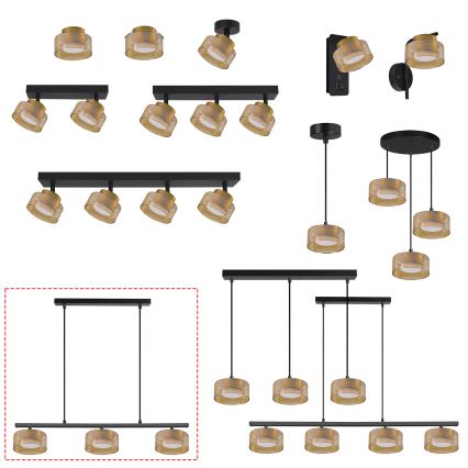 Brilagi - LED Pakaramā lustra AURA LUX uz troses 3xGX53/30W/230V melna/zelta
