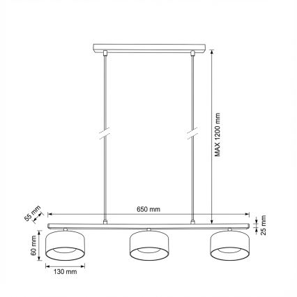 Brilagi - LED Pakaramā lustra AURA LUX uz troses 3xGX53/30W/230V melna/zelta