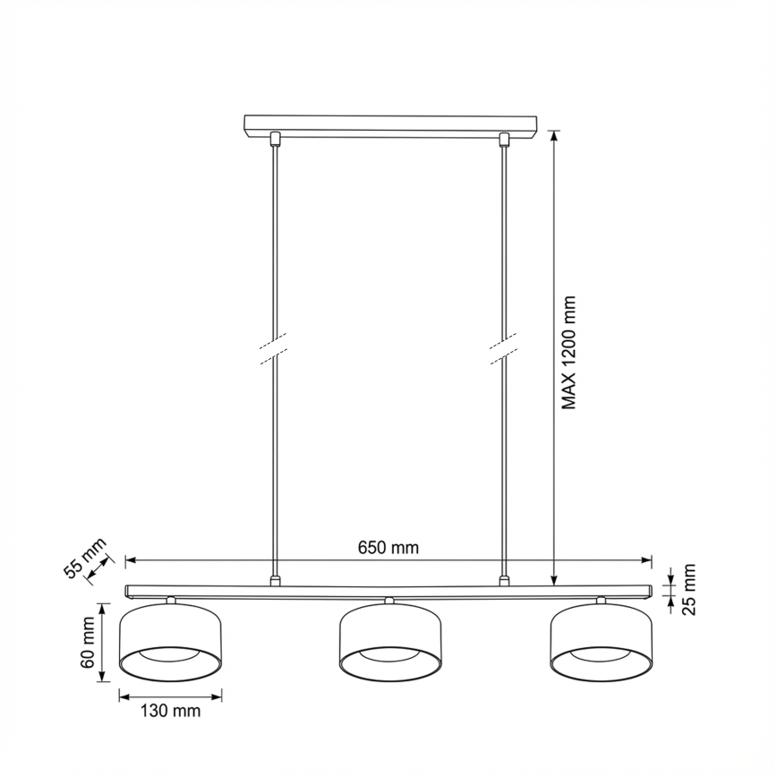 Brilagi - LED Pakaramā lustra AURA LUX uz troses 3xGX53/30W/230V melna/zelta