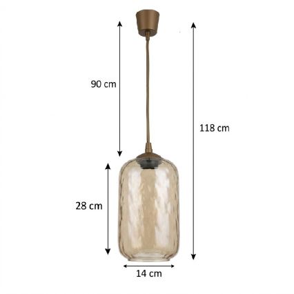BRILAGI - LED lustra uz troses RETRO GLASS 1xE27/60W/230V Ø 14 cm brūna/dūmakaini brūna