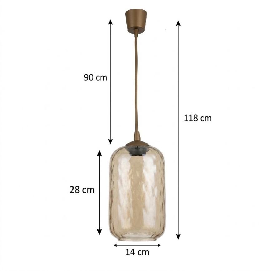 BRILAGI - LED lustra uz troses RETRO GLASS 1xE27/60W/230V Ø 14 cm brūna/dūmakaini brūna