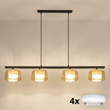 Brilagi - LED Pakaramā lustra uz troses AURA LUX 4xGX53/30W/230V melna/zelta