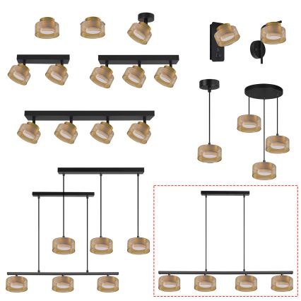 Brilagi - LED Pakaramā lustra uz troses AURA LUX 4xGX53/30W/230V melna/zelta