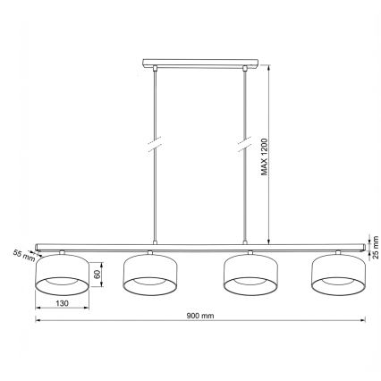 Brilagi - LED Pakaramā lustra uz troses AURA LUX 4xGX53/30W/230V melna/zelta