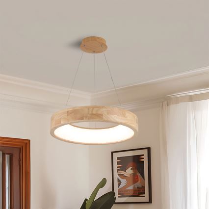 Brilagi - LED piekaramā lustra uz troses FALCON WOOD LED/30W/230V 3000/4000/6000K Ø 45 cm, koka