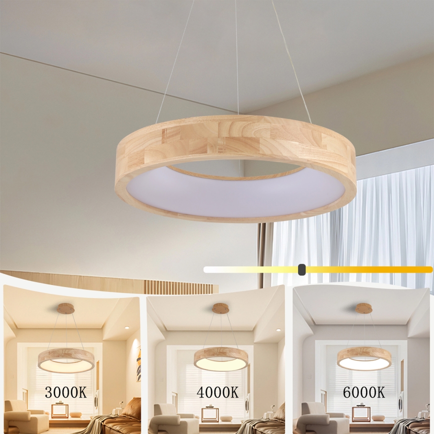 Brilagi - LED piekaramā lustra uz troses FALCON WOOD LED/30W/230V 3000/4000/6000K Ø 45 cm, koka
