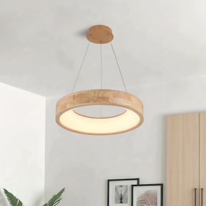 Brilagi - LED piekaramā lustra uz troses FALCON WOOD LED/30W/230V 3000/4000/6000K Ø 45 cm, koka