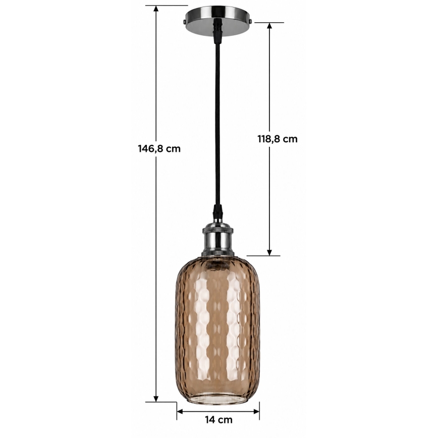 BRILAGI - LED lustra uz vada RETRO GLASS 1xE27/60W/230V Ø 14 cm melna/dūmakaini brūna