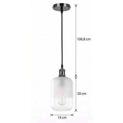 BRILAGI - LED pakaramais gaismeklis uz vada RETRO GLASS 1xE27/60W/230V Ø 14 cm melns/balts