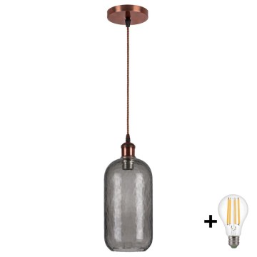 BRILAGI - LED pakaramais gaismeklis uz vada RETRO GLASS 1xE27/60W/230V Ø 14 cm vara/dūmakaini pelēks