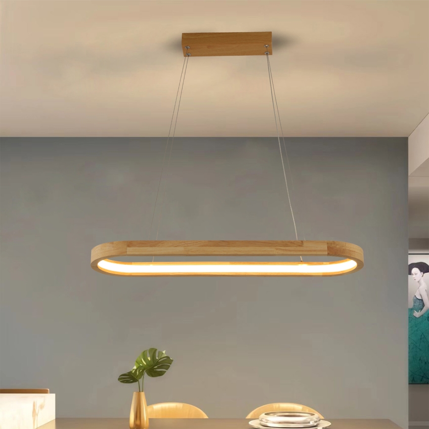 Brilagi - LED pakaramais gaismeklis uz vada UMEA WOOD, LED/30W/230V, 70x20 cm, no koka