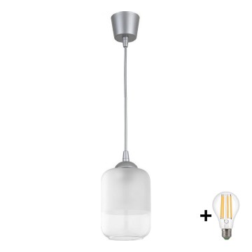 BRILAGI - LED pakaramais lustrs uz troses RETRO GLASS 1xE27/60W/230V Ø 14 cm sudraba/balta