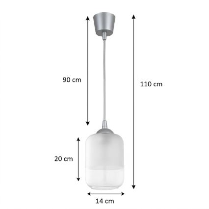 BRILAGI - LED pakaramais lustrs uz troses RETRO GLASS 1xE27/60W/230V Ø 14 cm sudraba/balta