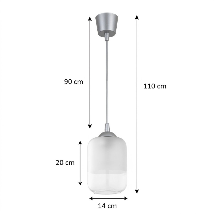 BRILAGI - LED pakaramais lustrs uz troses RETRO GLASS 1xE27/60W/230V Ø 14 cm sudraba/balta