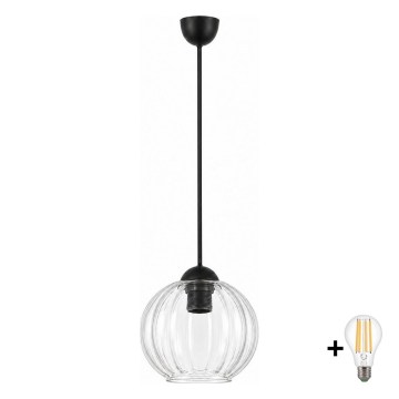 BRILAGI - LED pakaramais uz vada RETRO GLASS 1xE27/60W/230V Ø 18 cm melns/caurspīdīgs