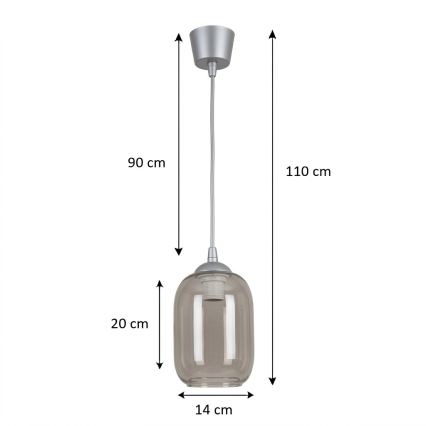 BRILAGI - LED lustra uz troses RETRO GLASS 1xE27/60W/230V Ø 14 cm sudraba/dūmakaini pelēka