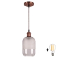 BRILAGI - LED pakarināmā lampa ar vadu RETRO GLASS 1xE27/60W/230V Ø 14 cm vara/balts