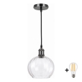 BRILAGI - LED pakarināmā lampa uz vada RETRO GLASS 1xE27/60W/230V Ø 25 cm melna/caurspīdīga