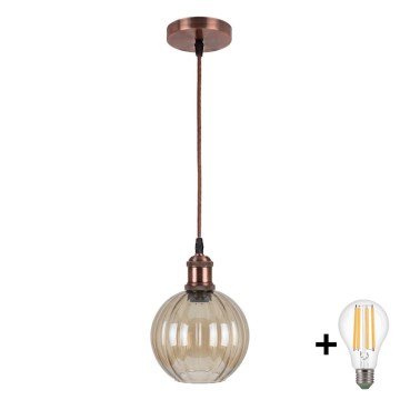 BRILAGI - LED pakarināmā lustra RETRO GLASS 1xE27/60W/230V Ø 18 cm miedzaina/dūmakaini brūna