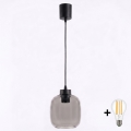 BRILAGI - LED pakarināmā lustra uz kabeļa RETRO GLASS 1xE27/60W/230V diam. 14 cm melna/dūmakaini pelēka