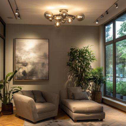 Brilagi - LED pie griestiem montēts lustrs MILLA 10xG9/3W/230V melns hroms/dūmaina