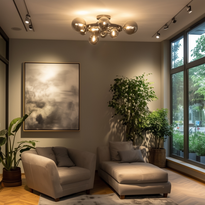 Brilagi - LED pie griestiem montēts lustrs MILLA 10xG9/3W/230V melns hroms/dūmaina