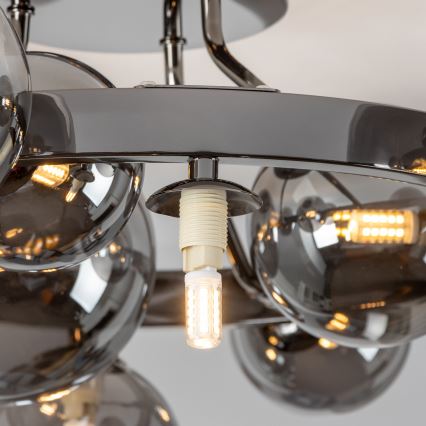 Brilagi - LED pie griestiem montēts lustrs MILLA 10xG9/3W/230V melns hroms/dūmaina