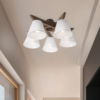 Brilagi - LED Virsmas lustra ANTHONY 5xE14/40W/230V ozola valriekstu/balts