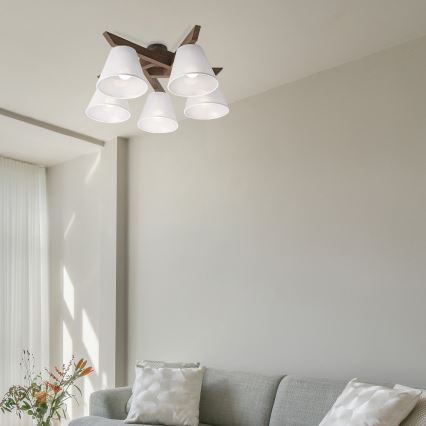 Brilagi - LED Virsmas lustra ANTHONY 5xE14/40W/230V ozola valriekstu/balts