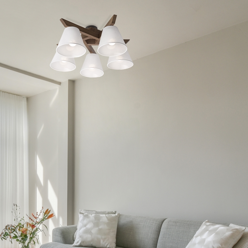 Brilagi - LED Virsmas lustra ANTHONY 5xE14/40W/230V ozola valriekstu/balts