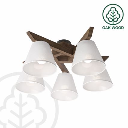 Brilagi - LED Virsmas lustra ANTHONY 5xE14/40W/230V ozola valriekstu/balts