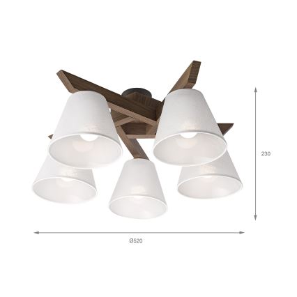 Brilagi - LED Virsmas lustra ANTHONY 5xE14/40W/230V ozola valriekstu/balts