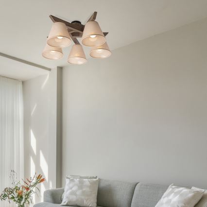 Brilagi - LED Virsmas lustra ANTHONY 5xE14/40W/230V ozola valriekstu/krēmkrāsas