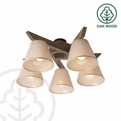 Brilagi - LED Virsmas lustra ANTHONY 5xE14/40W/230V ozola valriekstu/krēmkrāsas