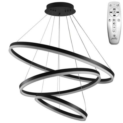 Brilagi - LED dimējama piekaramā lampa uz kabeļa CIRCLE LED/125W/230V 3000-6500K Ø 80 cm melna + tālvadības pults