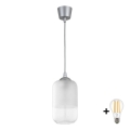 BRILAGI - LED piekaramā lampa uz kabeļa RETRO GLASS 1xE27/60W/230V Ø 14 cm sudraba/balta