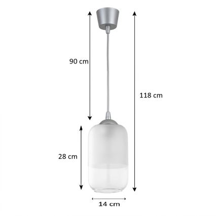 BRILAGI - LED piekaramā lampa uz kabeļa RETRO GLASS 1xE27/60W/230V Ø 14 cm sudraba/balta