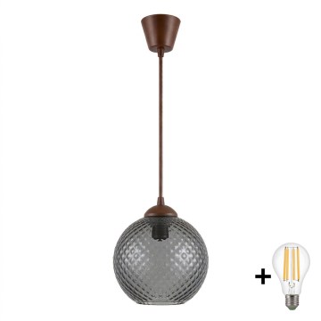 BRILAGI - LED piekaramā lampa uz kabeļa RETRO GLASS 1xE27/60W/230V Ø 18 cm brūna/dūmakaini pelēka