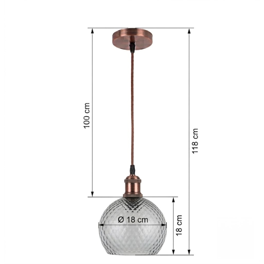 BRILAGI - LED lustra ar vadu RETRO GLASS 1xE27/60W/230V Ø 18 cm vara/dūmakaini pelēka